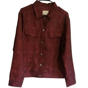 J. Jill Vintage Jacket Wool Blend Womens M Brocade Damask Jacquard Chic Blazer
